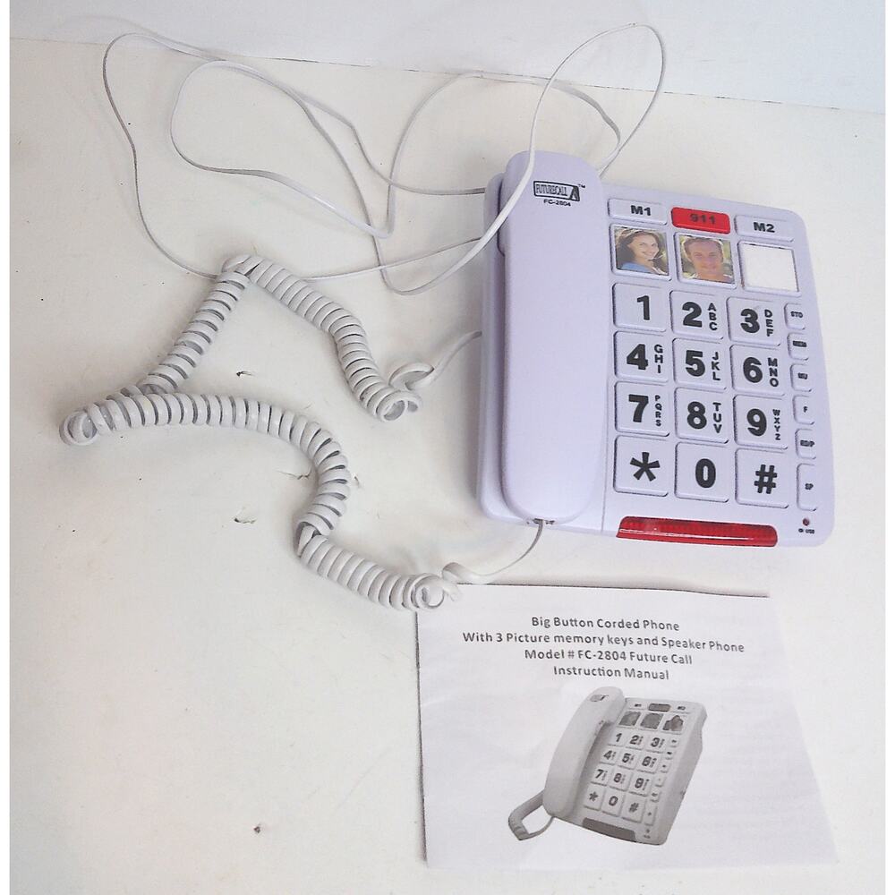 Future Call FC-2804 Big Button Seniors WHITE TELEPHONE Speakerphone Landline